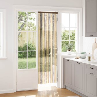Insectengordijn Chenille Donkerbruin, Beige 56 x 200 cm 1