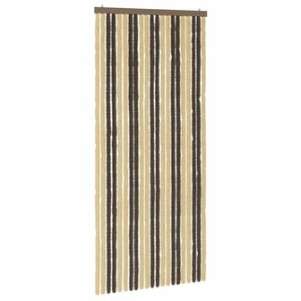 Insectengordijn Chenille Donkerbruin, Beige 90 x 200 cm 2
