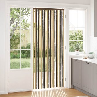 Insectengordijn Chenille Donkerbruin, Beige 90 x 220 cm 1