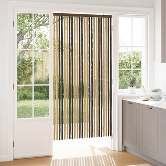 Insectengordijn Chenille Donkerbruin, Beige 100 x 200 cm 1