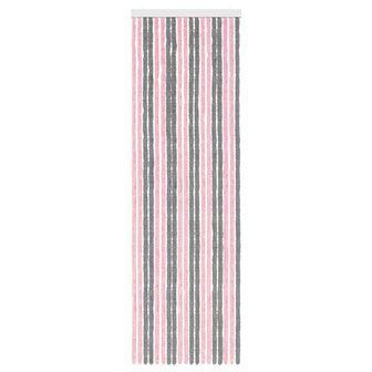 Insectengordijn Chenille Zilvergrijs en Roze 56 x 185 cm 3