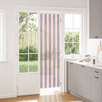Insectengordijn Chenille Zilvergrijs en Roze 56 x 200 cm 1