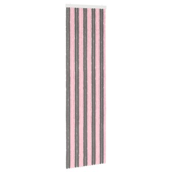 Insectengordijn Chenille Zilvergrijs en Roze 56 x 200 cm 2