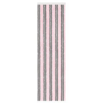 Insectengordijn Chenille Zilvergrijs en Roze 56 x 200 cm 3