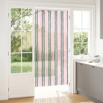 Insectengordijn Chenille Zilvergrijs en Roze 90 x 200 cm 1