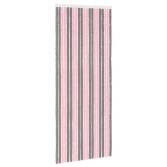 Insectengordijn Chenille Zilvergrijs en Roze 90 x 220 cm 2