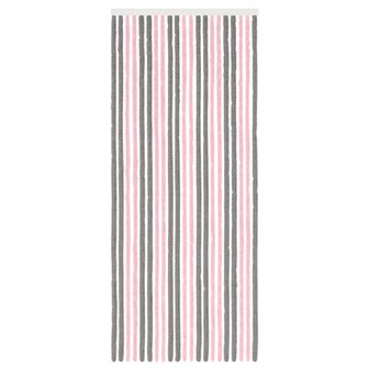 Insectengordijn Chenille Zilvergrijs en Roze 90 x 220 cm 3