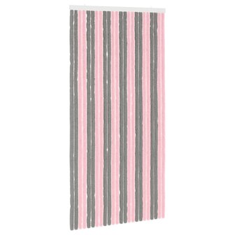 Insectengordijn Chenille Zilvergrijs en Roze 100 x 200 cm 2