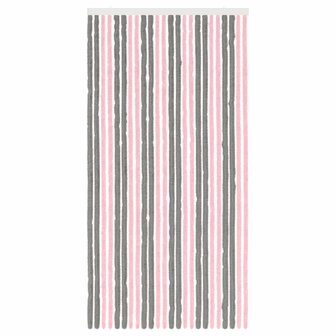 Insectengordijn Chenille Zilvergrijs en Roze 100 x 200 cm 3