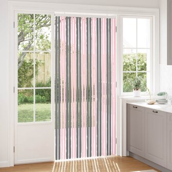 Insectengordijn Chenille Zilvergrijs en Roze 100 x 220 cm 1