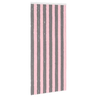 Insectengordijn Chenille Zilvergrijs en Roze 100 x 220 cm 2