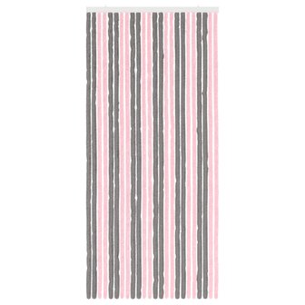 Insectengordijn Chenille Zilvergrijs en Roze 100 x 220 cm 3