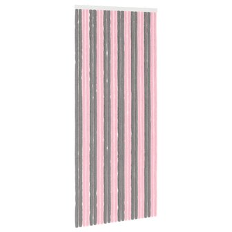 Insectengordijn Chenille Zilvergrijs en Roze 100 x 230 cm 2