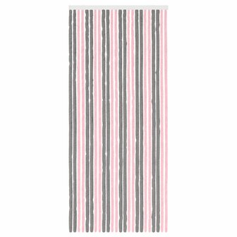 Insectengordijn Chenille Zilvergrijs en Roze 100 x 230 cm 3