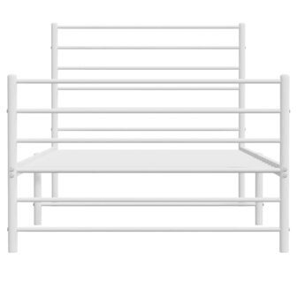 Bedframe met hoofd- en voeteneinde metaal wit 90x190 cm 6
