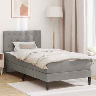 Bedframe met matras Lichtgrijs 80 x 200 cm Fluweel 1