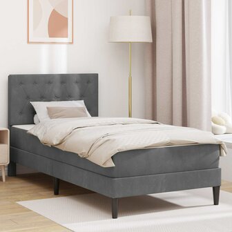 Bedframe met matras Donkergrijs 80 x 200 cm Fluweel 1