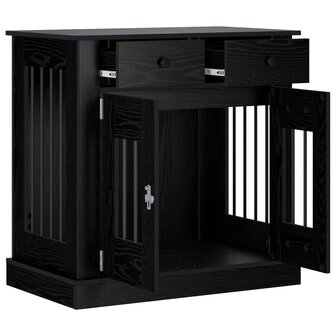 Hondenbench Meubel Zwart eiken 80 x 47,5 x 80 cm Bewerkt hout 3