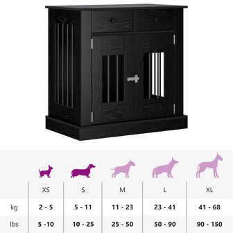 Hondenbench Meubel Zwart eiken 80 x 47,5 x 80 cm Bewerkt hout 9