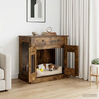 Hondenbench Meubel Gerookt eiken 80 x 47,5 x 80 cm Bewerkt hout 1