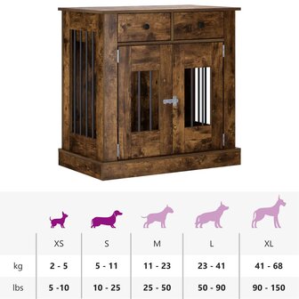 Hondenbench Meubel Gerookt eiken 80 x 47,5 x 80 cm Bewerkt hout 9