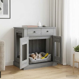 Hondenbench Meubel Grijs Sonoma 80 x 47,5 x 80 cm Bewerkt hout 1