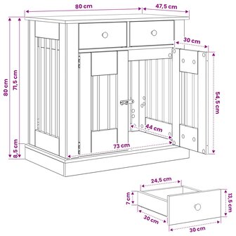 Hondenbench Meubel Artisanaal eiken 80 x 47,5 x 80 cm 8