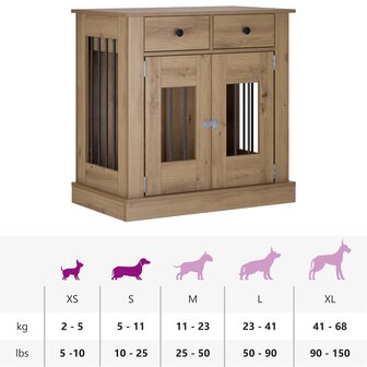 Hondenbench Meubel Artisanaal eiken 80 x 47,5 x 80 cm 9