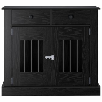 Hondenbench Meubel Zwart eiken 90 x 47,5 x 80 cm Bewerkt hout 4