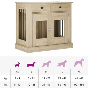 Hondenbench Meubel Sonoma Eiken 90 x 47,5 x 80 cm Bewerkt hout 9