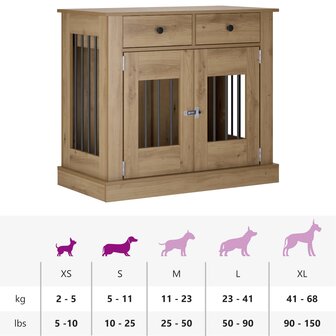 Hondenbench Meubel Artisanaal eiken 90 x 47,5 x 80 cm 9