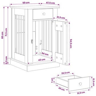 Hondenbench Meubel Oud hout 50 x 47,5 x 80 cm Bewerkt hout 9