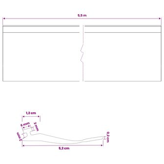Garage Deurafsluiting Zwart 52 x 2 mm 5,5 m PVC 9
