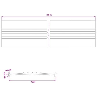 Garage Deurafsluiting Zwart 70 x 6 mm 2,5 m PVC 8