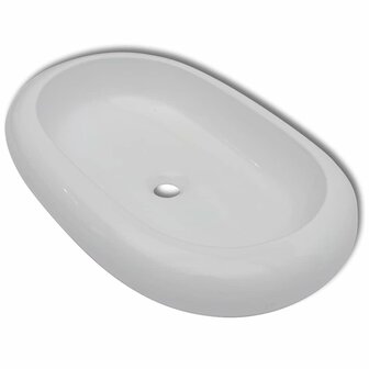 Luxe keramische wasbak ovaal 63 x 42 cm (wit) 2