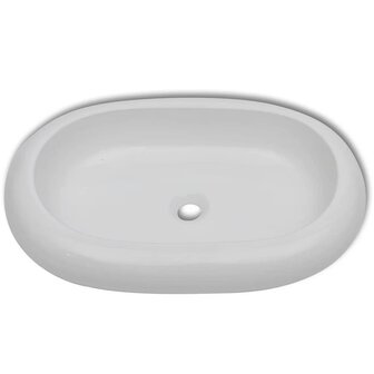 Luxe keramische wasbak ovaal 63 x 42 cm (wit) 4