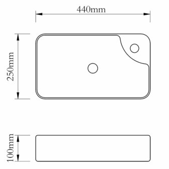 Wasbak met kraangat, keramiek, wit 5