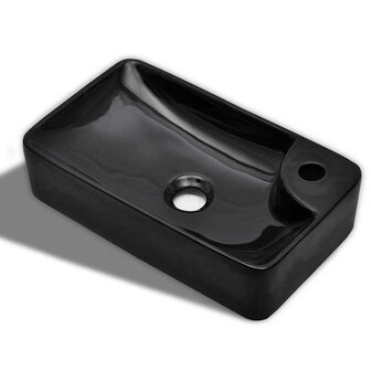 Wasbak met kraangat, keramiek, zwart 2