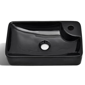 Wasbak met kraangat, keramiek, zwart 3