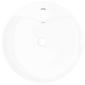 Wasbak met overloop, keramiek, rond, wit 3