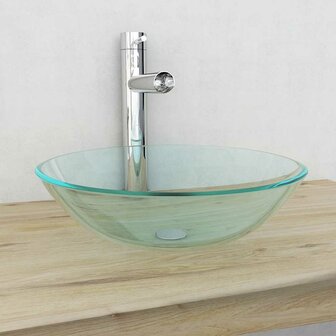 Wasbak gehard glas 42 cm transparant 1