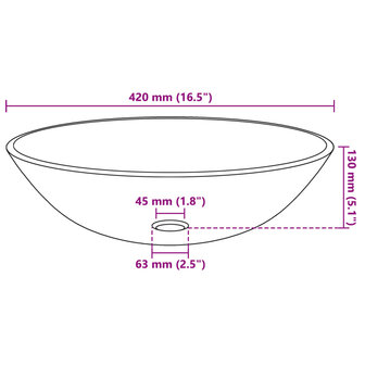Wasbak gehard glas 42 cm transparant 4