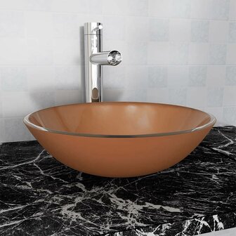 Wasbak gehard glas 42 cm bruin 1