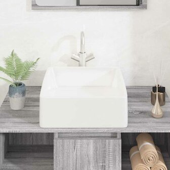 Wasbak 37x37x13 cm vierkant keramiek wit 3