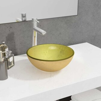 Wasbak 30x12 cm gehard glas goudkleurig 1