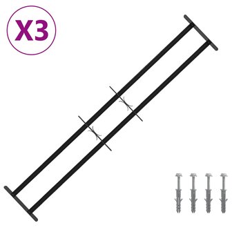 Raamhekwerk met 2 kruisregels 3 st 93-174 cm 2