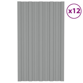 Dakpaneel 12 st Grijs 80 x 45 cm Verzinkt staal 2