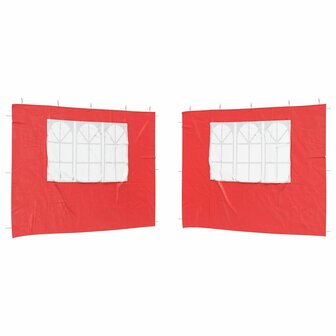 Partytent Zijwand 2 st 300 x 195 cm Rood PE en staal 2
