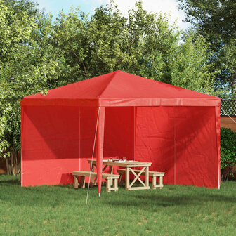 Partytent Zijwand 2 st 300 x 195 cm Rood PE en staal 1