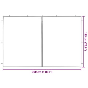 Partytent Zijwand 2 st 300 x 195 cm Rood PE en staal 6